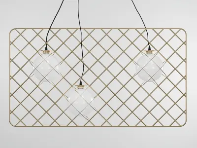 CATCHER three light fixtures hanging from metal grid 3D model