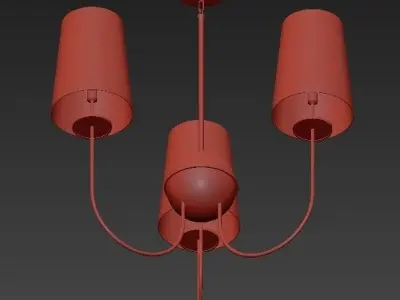 Wide Black Shade Aged Brass Chandelier 3D model