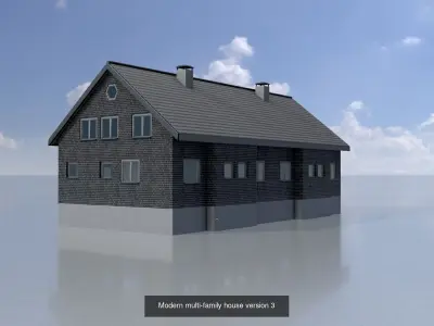 Modern multi-family house all versions 3D Model Pack
