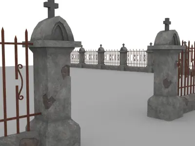 old pillar with railing model Free 3D model