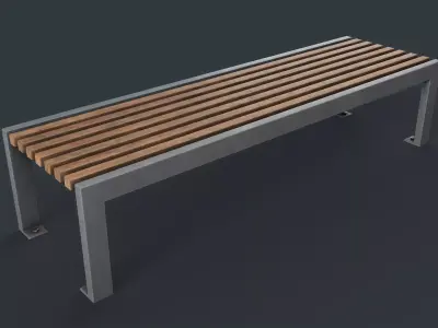 Modern Outdoor Bench 20 PBR Game Ready Low-poly 3D model