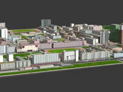 Real city  Low-poly 3D model