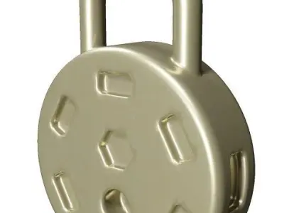 Classic Brass Lock Low-poly 3D model