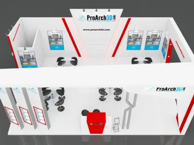 Exhibition stall 9 mtr x 6 mtr 3 sides open 3D model