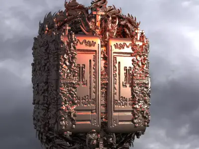 Dantes Inferno Hell Cube Sculpture huge 3D model