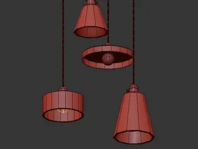 Nordic three pendant lights hanging from ceiling 3D model