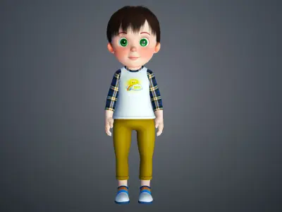 Cartoon Baby Rigged Character 3D model