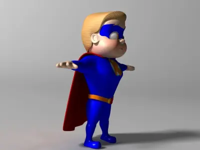 Cartoon Kid super hero Low-poly 3D model