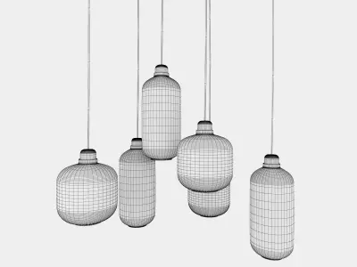 Retro round ceiling lamp set 3D model