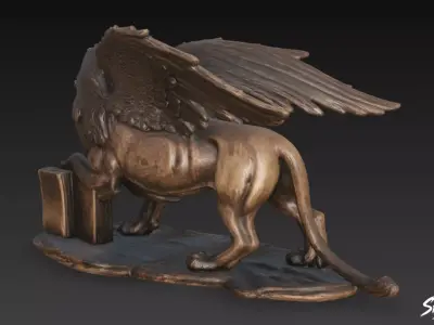 Lion Statue V46 Low-poly 3D model