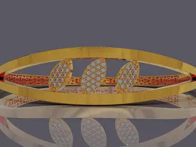 Elegant Double Band Bracelet with Pave Leaf Clusters  3D print model