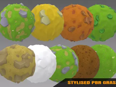 Grass - Stylised PBR Texture - Material 3D model