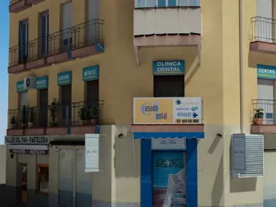 Building with balconies and windows Low-poly 3D model