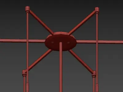 Xavier modern chandelier with clear glass shades and metal frame 3D model