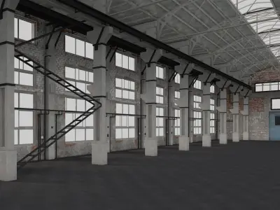 Old Warehouse interior and exterior 4 3D model