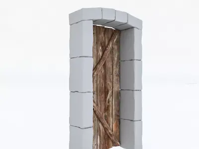 old wooden door Low-poly 3D model