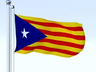 Animated Catalonia Flag Low-poly 3D model
