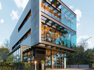 Office Building Cloudy and Sunny Full Scenes 3D model