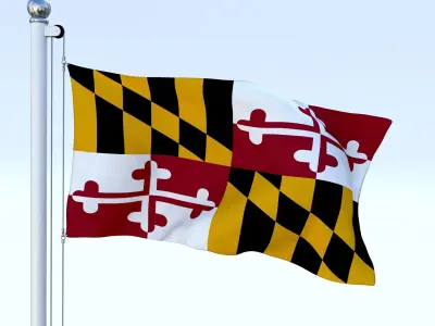Animated Maryland Flag Low-poly 3D model