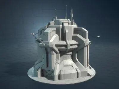 Sci-Fi Buidling Game Low-Poly Low-poly 3D model