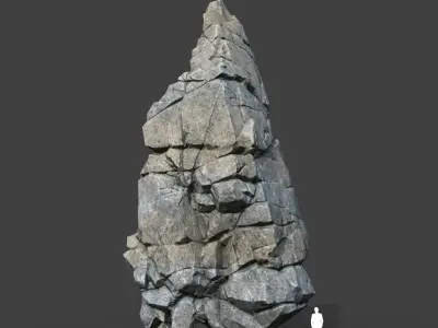 Low poly Gray Cliff Modular Rock 220101 Low-poly 3D model
