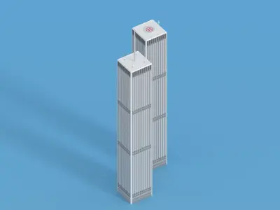 Cartoon World Trade Center Twin Towers New York Low-poly 3D model