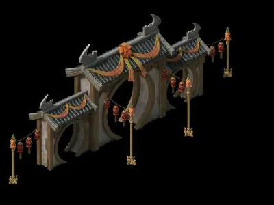 Game Architecture - brothels - house lanterns 3D model