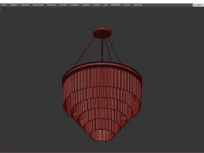RH Odeon Chandelier Five Gold 80 Low-poly 3D model