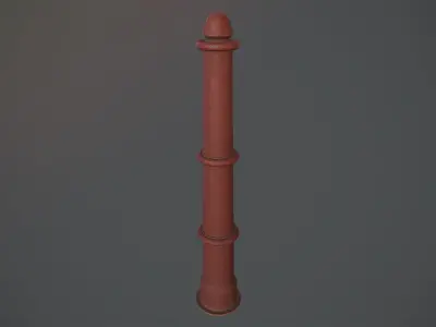 Barrier Bollard pack 5 Red v3 Low-poly 3D model