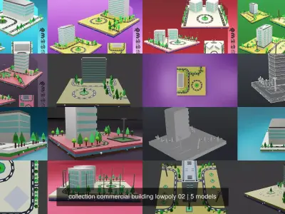  collection commercial building lowpoly 02 3D Model Pack
