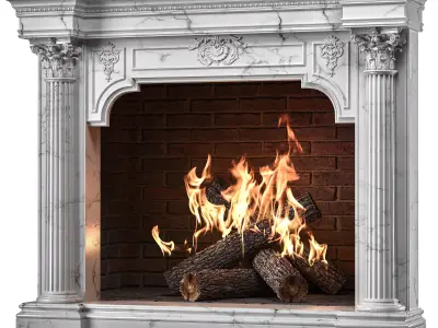blk wood classical fireplace art 002 3D model