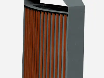 Elliptical modern wooden trash can Low-poly 3D model