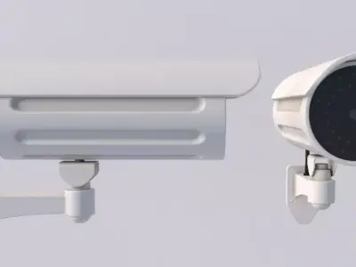 3D Two White Security Cameras 3D model
