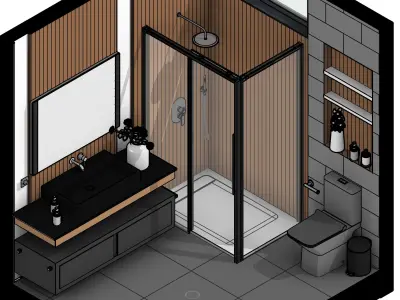 modern bathroom design with all its accessories 3D model