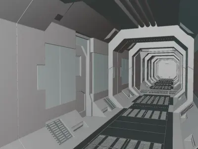 sci-fi  corridor pack Low-poly 3D model
