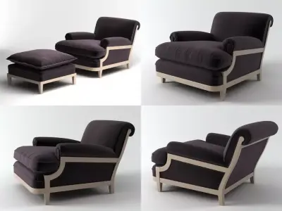 Maceda four different chairs and ottomans 3D model