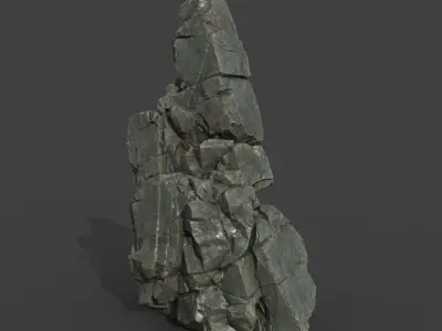 Low poly Black Cliff Modular Rock 210811 Low-poly 3D model