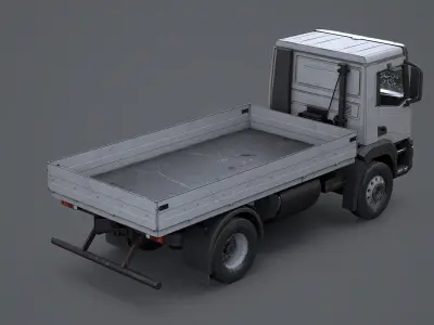 Realistic Flatbed Truck Aged and Rusted 3D model purchase