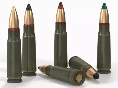 Soviet or Russian Cartridge  for AK 47 3D model