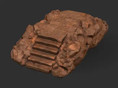 Stairs stone staircase 04 Low-poly 3D model