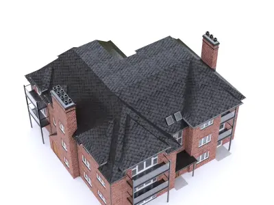 English Brick House 02 Low-poly 3D model