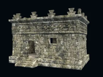 OLD ANCIENT HOUSE AZTEC MAYAN INCA STONE TEMPLE COLLECTION Low-poly 3D model