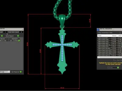High Cross Pendant Light Gold 18K 3CP011 3D print model