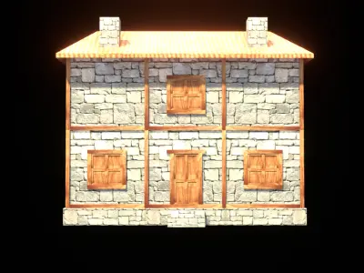 medieval house low poly village town residential house  67 Low-poly 3D model