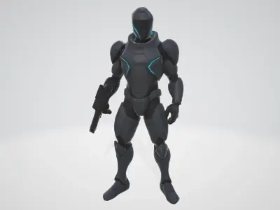 Sci-Fi Police Soldier  Low-Poly 3D Model  Low-poly 3D model