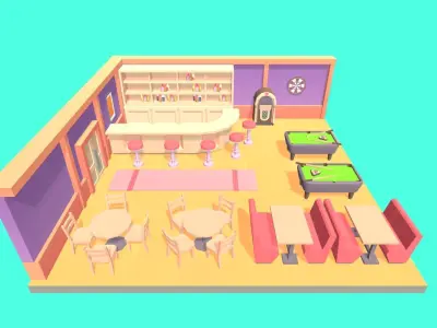 Low Poly Bar Pack Low-poly 3D model