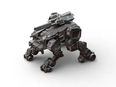 Robot- Crazy Horse Quad Mech with Rail Rifle 3D print model