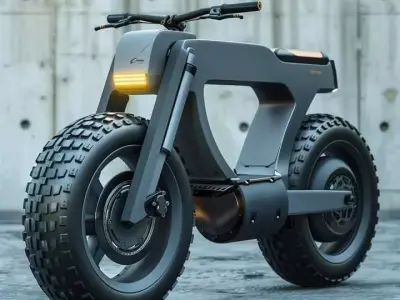 Electric Motorcycle 3D Futuristic Urban Bike Off-Road Tires Low-poly 3D model