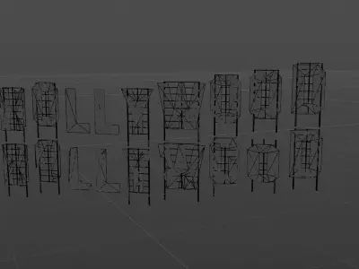 Futuristic Hollywood Sign  Low-poly 3D model