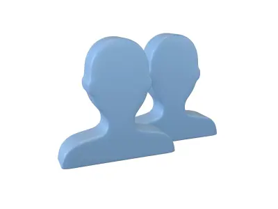Two People Bust in Silhouette v1 001 Low-poly 3D model